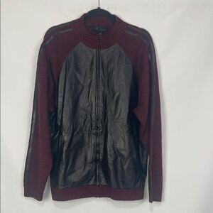 NWT Wine Cashmere/Black Leather Zip